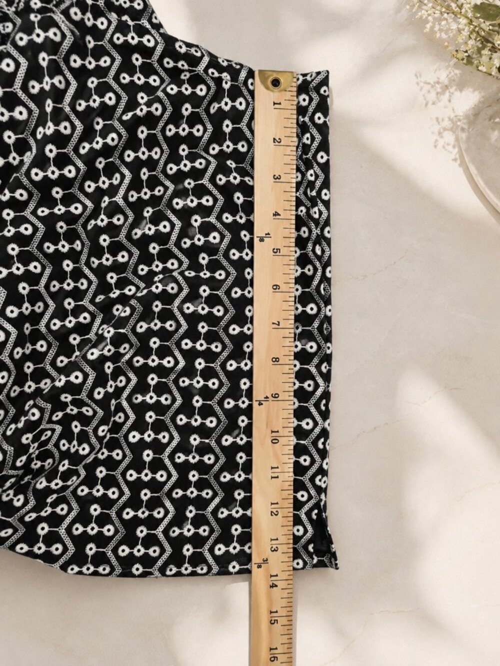 WHBM One Shoulder Embroidered Blouse Black White Size M NWOT - Picture 8 of 9